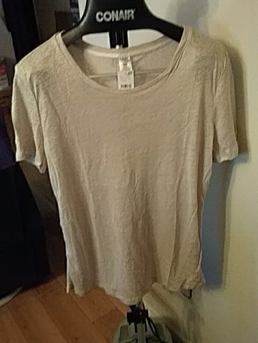 Women's Cream Short-Sleeve Scoop Neck Tee 2X